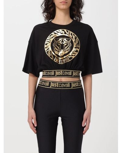Just Cavalli T-shirt cropped in jersey - Nero