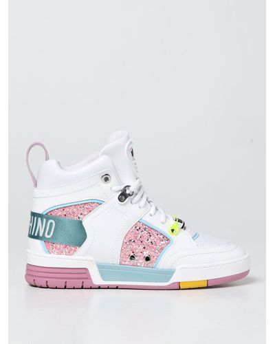 Moschino Patent Leather And Glitter Sneakers - Multicolor