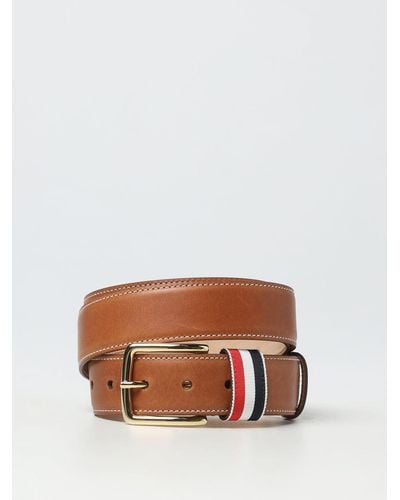 Thom Browne Belt In Smooth Leather - Brown