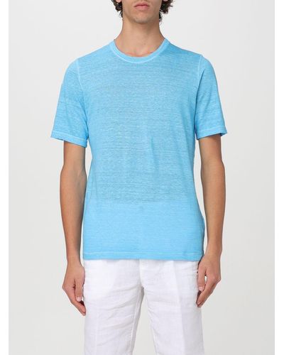 120% Lino T-shirt basic - Blu