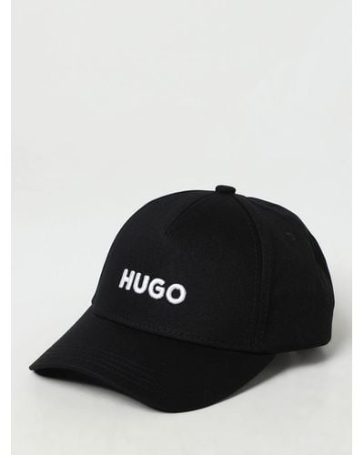 HUGO Cappello in cotone con logo ricamato - Nero