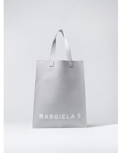 MM6 by Maison Martin Margiela Borsa in lurex con logo jacquard - Bianco