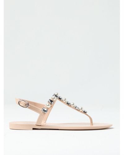 Stuart Weitzman Rubber Sandals With Rhinestones And Pearls - White