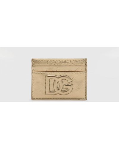 Dolce & Gabbana Portacarte di credito DG Logo in pelle crackle laminata - Neutro