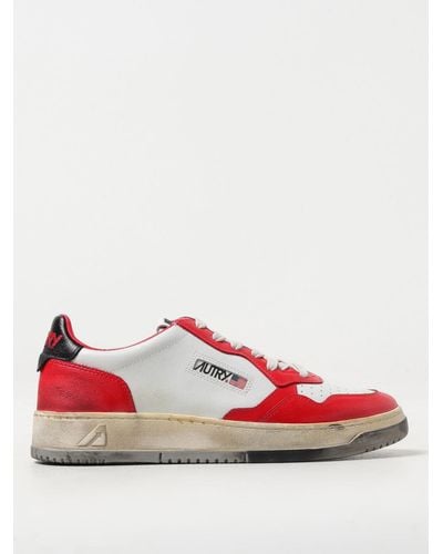 Autry Super Vintage Sneakers In Used Leather - Red