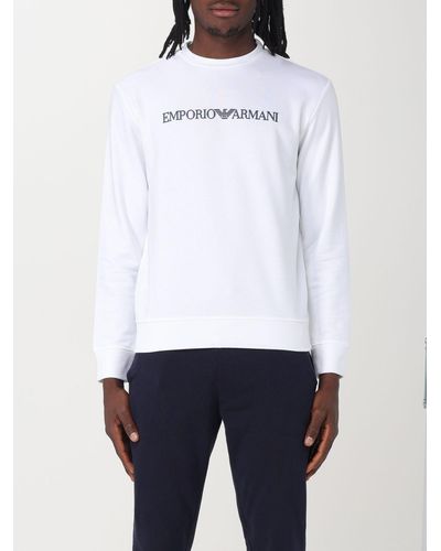 Emporio Armani Sweatshirt In Jersey With Logo Print - White