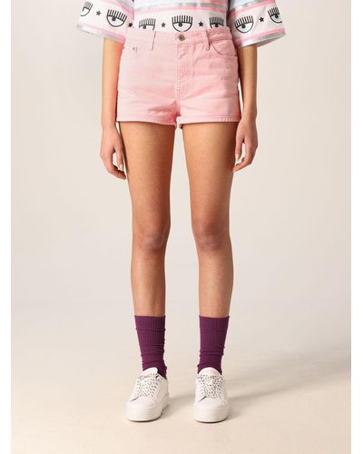 Chiara Ferragni Shorts In Cotton Denim - Pink