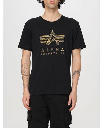 Alpha Industries T-shirt in cotone con logo - Nero