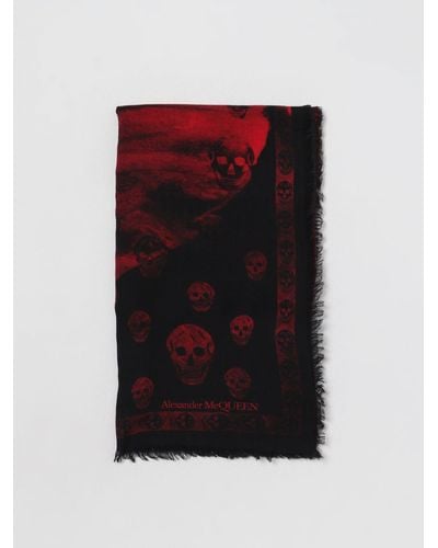 Alexander McQueen Sciarpa Skull in lana jacquard - Rosso