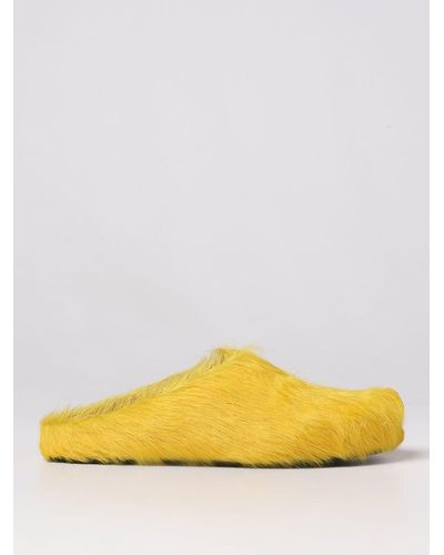Marni Mules In Fur - Yellow