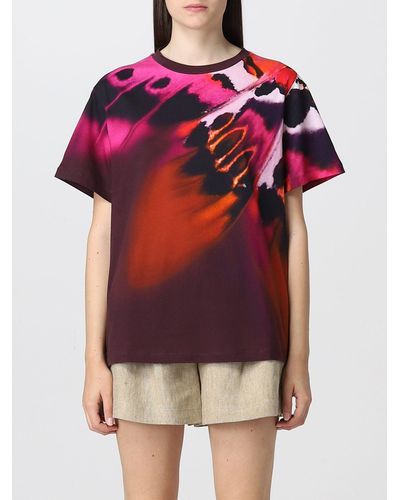 Alberta Ferretti T-shirt With Butterfly Print - Red