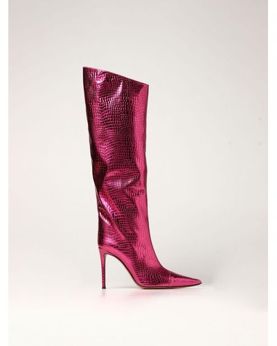 Alexandre Vauthier Boots With Python Print - Red