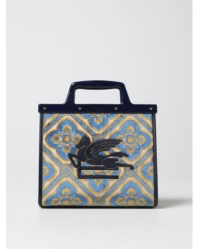Etro Love Trotter Bag In Jacquard Cotton - Blue