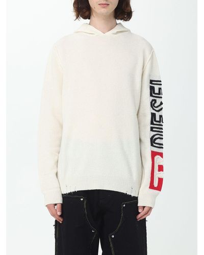 DIESEL Sweatshirt In Wool With Contrasting Embroidered Logo - White