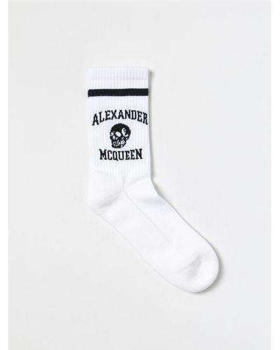 Alexander McQueen Chaussettes à logo intarsia - Blanc