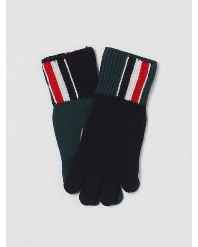 Thom Browne Wool Gloves With Logo - Black