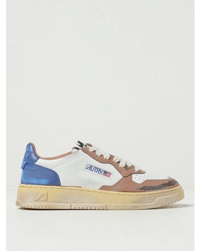 Autry Super Vintage Sneakers In Used Leather - Blue