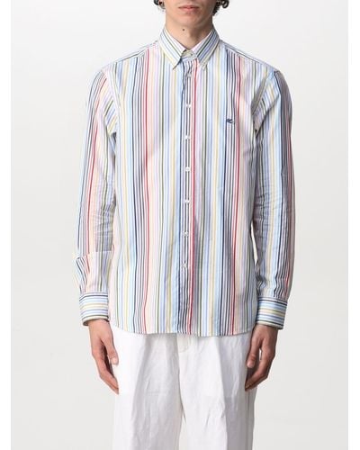 Etro Striped Cotton Shirt With Logo - Multicolour