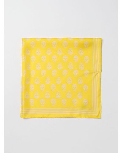 Alexander McQueen Silk Scarf With Print - Yellow