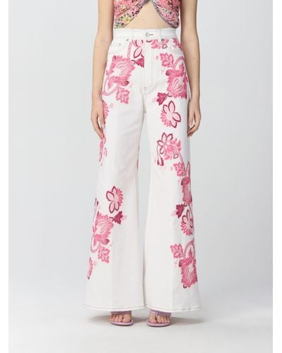 Etro Palazzo Denim Jeans With Print - Red