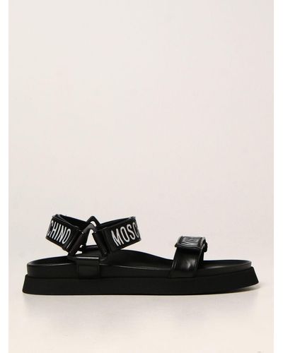 Moschino Ribbon And Leather Sandals - Black