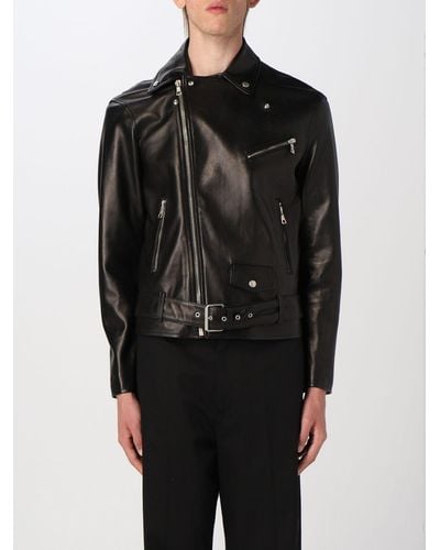 Palm Angels Leather Jacket - Black