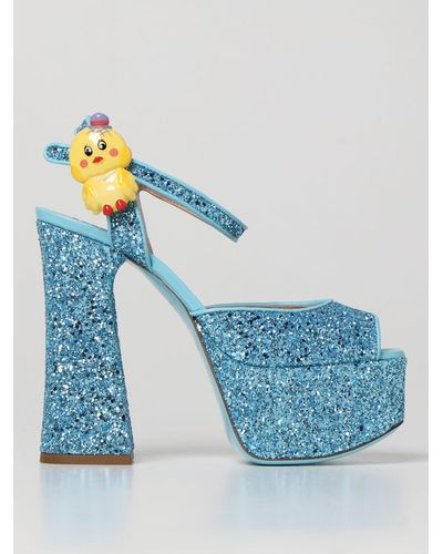 Moschino Glitter Court Shoes - Blue