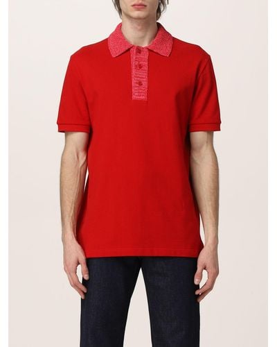 Bottega Veneta Piqué Cotton Polo T-shirt - Red