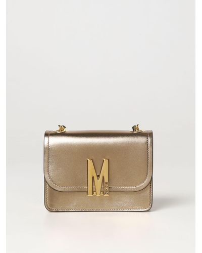 Moschino Bag In Metallic Leather - Natural