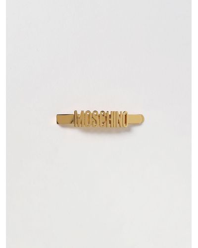Moschino Fermacapelli in metallo con logo - Bianco