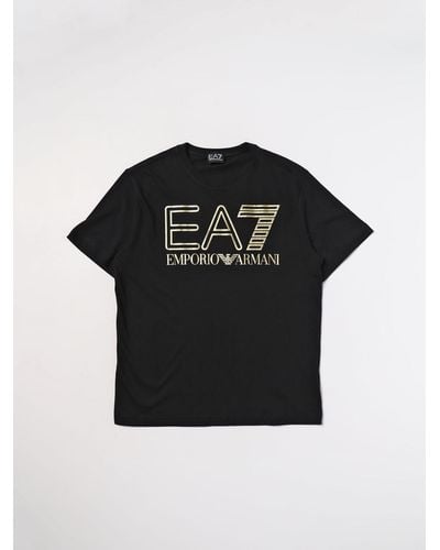 EA7 T-shirt in cotone con logo stampato - Nero