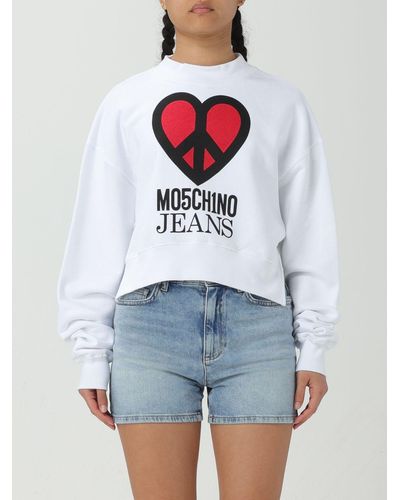 Moschino Jeans Felpa con logo - Bianco