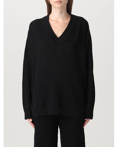 Missoni Sweater In Wool Blend With Zig-zag Pattern - Black