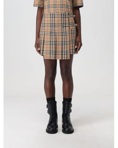 Burberry Wool Skirt With Vintage Check Print - Natural