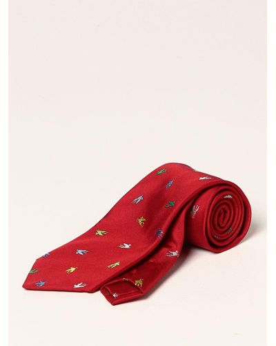 Etro Silk Tie With All-over Pegasus - Red