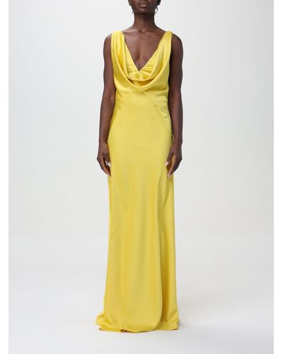 Pinko Long Satin Dress - Yellow