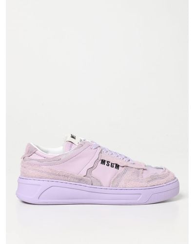 MSGM Fantastic Green Tanned Leather Sneakers - Purple