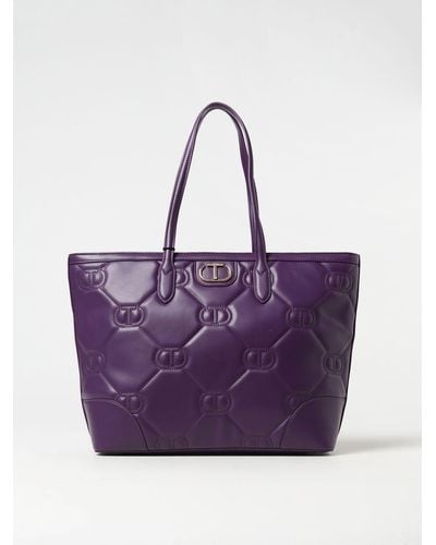 Twin Set Bag In Quilted Synthetic Leather - Purple