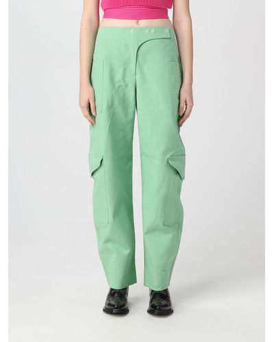 Ganni Pantalones de traje de carga de algodón orgánico - Verde