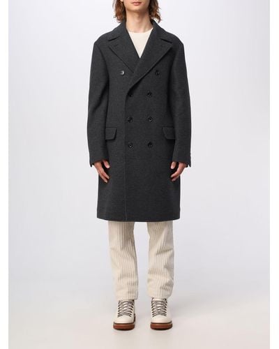 Brunello Cucinelli Double-breasted Coat In Wool And Cashmere - Black