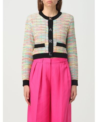 Karl Lagerfeld Boucle Knit Cardigan - Pink