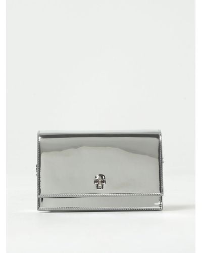 Alexander McQueen Skull Laminated Patent Leather Bag In - Grey