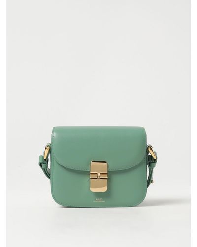 A.P.C. Grace Bag In Leather With Logo - Green