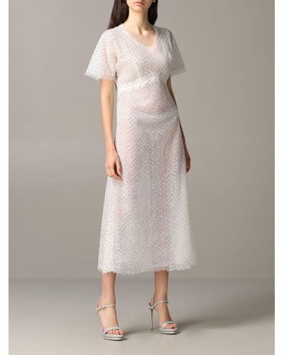 Ermanno Scervino Erno Scervino Lace Dress With Rhinestones - White