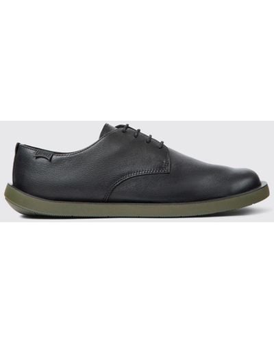 Camper Wagon Lace-up In Leather - Black