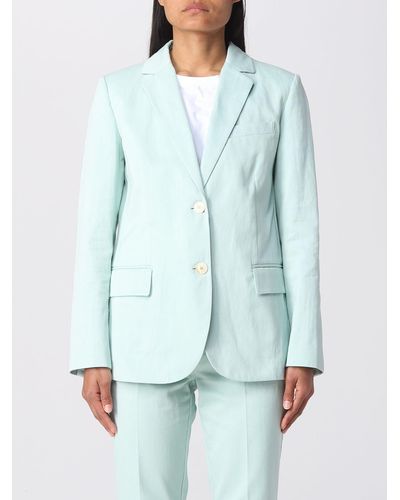 Twin Set Blazer In Cotton And Linen - Blue