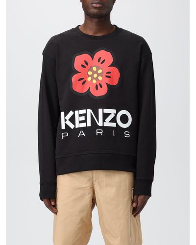 KENZO Cotton Sweatshirt With Logo Print - Black