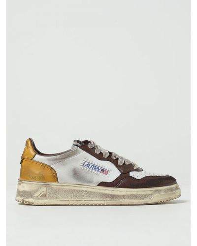 Autry Super Vintage Sneakers In Used Leather - White