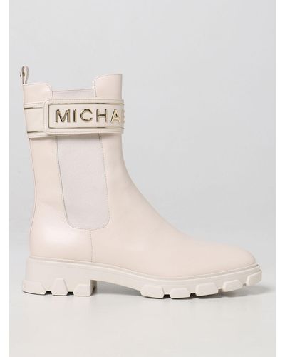 Michael Kors Ridley Michael Leather Ankle Boots - Natural