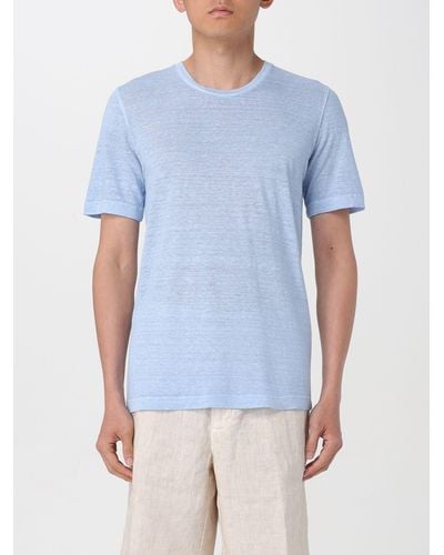 120% Lino T-shirt basic - Blu